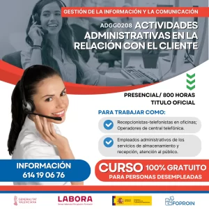 ADGG0208 Actividades administrativas en la relación con el cliente | 800 HORAS