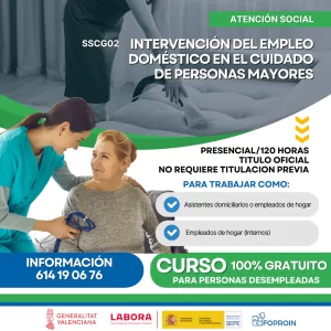 SSCG02 Intervención del empleo doméstico en el cuidado de personas mayores | 120 HORAS