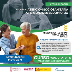 SSCS0108 Atención sociosanitaria a personas en el domicilio| 640 HORAS